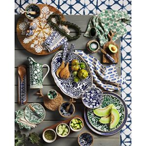 Mud Pie Indigo Platter Set, Green, small 12" dia | large 14" dia