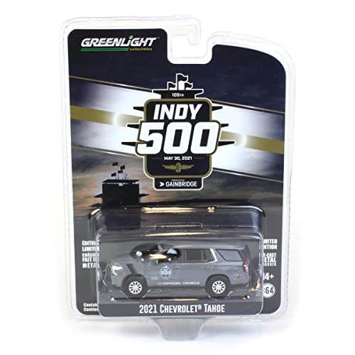 2021 Chevy Tahoe Gray Official Vehicle 105th Running of The Indianapolis 500" (2021) "Anniversary Collection 1/64 Diecast Car by Greenlight 28080 E