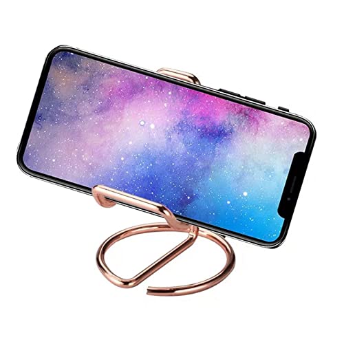 ROSYQUARZ Cell Phone Stand for Desk, Small Metal Mobile Phone Stand Holder, Cute Rose Gold Cell Phone Display Holder, Phone Dock Compatible with All Mobile Phones, iPhone, Switch, iPad, Kindle