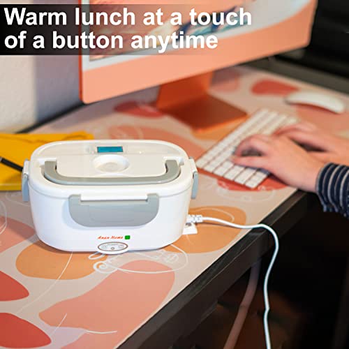 Electric Lunch Box Food Heater Portable Food Warmer For Car & Home Electric Heating Lunch Box 1.5L, 55W Food Warmer Lunch Box w/Removable Container Includes Large Fork, Spoon & Insulated Bag