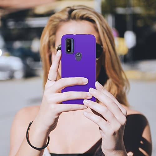 PUJUE for Motorola Moto-G Pure Phone Case: G Play 2023 | G Power 2022 Silicone Matte Case 360 Full Protection - Rugged Bumper Shockproof Drop Protective TPU Cell Phone Cover Woman Men (Purple)