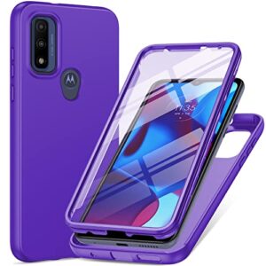 pujue for motorola moto-g pure phone case: g play 2023 | g power 2022 silicone matte case 360 full protection - rugged bumper shockproof drop protective tpu cell phone cover woman men (purple)