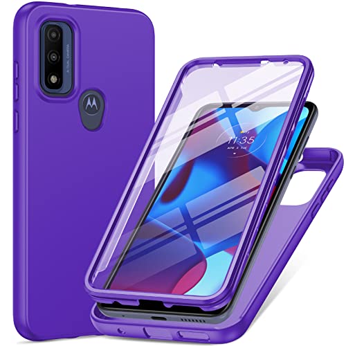 PUJUE for Motorola Moto-G Pure Phone Case: G Play 2023 | G Power 2022 Silicone Matte Case 360 Full Protection - Rugged Bumper Shockproof Drop Protective TPU Cell Phone Cover Woman Men (Purple)