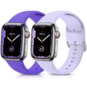 zalaver bands compatible with apple watch band 49mm 45mm 44mm 42mm 41mm 40mm 38mm, soft silicone sport wristbands buckle clasp strap for iwatch ultra series se 8 7 6 5 4 3 2 1 women purple/lavender