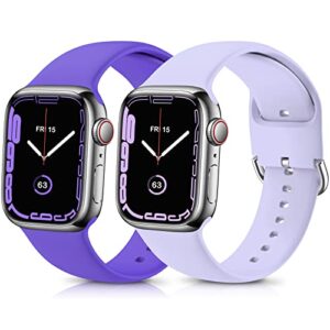 ZALAVER Bands Compatible with Apple Watch Band 49mm 45mm 44mm 42mm 41mm 40mm 38mm, Soft Silicone Sport Wristbands Buckle Clasp Strap for iWatch Ultra Series SE 8 7 6 5 4 3 2 1 Women Purple/Lavender