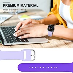 ZALAVER Bands Compatible with Apple Watch Band 49mm 45mm 44mm 42mm 41mm 40mm 38mm, Soft Silicone Sport Wristbands Buckle Clasp Strap for iWatch Ultra Series SE 8 7 6 5 4 3 2 1 Women Purple/Lavender