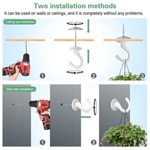 通用 Swag Hooks for Ceiling Hanging, 2 Set Ceiling Hooks for Hanging Plants, Metal Material, Hanging Screws with Beautiful Totems (White)