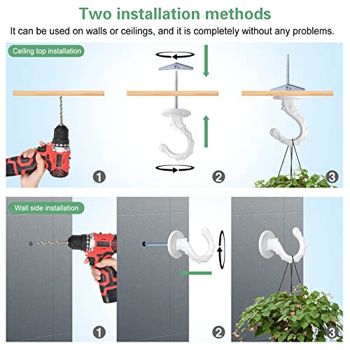 通用 Swag Hooks for Ceiling Hanging, 2 Set Ceiling Hooks for Hanging Plants, Metal Material, Hanging Screws with Beautiful Totems (White)