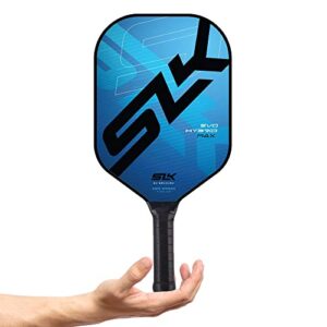 slk evo hybrid pickleball paddle | featuring c6-flex power fiberglass pickleball paddle face with a rev-core power polymer core | designed in the usa | blue