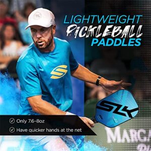 SLK Evo Hybrid Pickleball Paddle | Featuring C6-Flex Power Fiberglass Pickleball Paddle Face with a Rev-Core Power Polymer Core | Designed in The USA | Blue