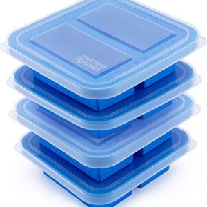 PORTION CUBES Soup Cubes Freezer Tray with Lid, 1-Cup Portions, Pack of 4 Containers