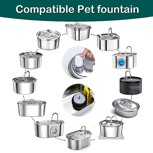 Cat Water Fountain Filters,16 Pack Cat Fountain Replacement Filters for Stainless Steel 67oz/2L Adjustable Water Flow Pet Water Fountain,Dog Water Fountain (8+8 Pack)