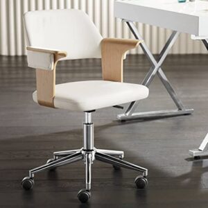 studio 55d milano white and natural wood modern adjustable swivel office chair