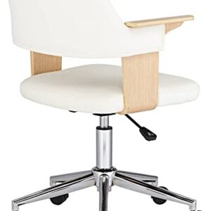 Studio 55D Milano White and Natural Wood Modern Adjustable Swivel Office Chair