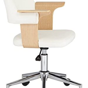 Studio 55D Milano White and Natural Wood Modern Adjustable Swivel Office Chair