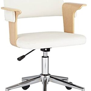 Studio 55D Milano White and Natural Wood Modern Adjustable Swivel Office Chair