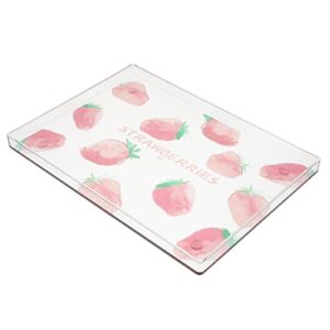 11.4" x 8.3" plastic serving trays - clear plastic trays, acrylic serving tray, excellent for weddings, buffets, birthday parties (strawberry pattern)
