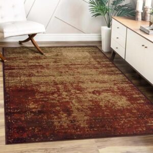 superior indoor area rug, jute backed modern abstract rugs for living room, dining, kitchen, office, bedroom, hardwood floor decor, afton collection, auburn, 6' x 9'