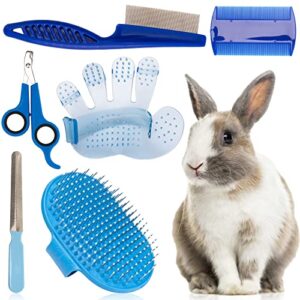6 pcs bunny rabbit grooming kit guinea pig grooming kit bunny rabbit brush for shedding, pet hair grooming bath brush with adjustable handle, bunny comb rabbit nail clipper trimmer for hamster