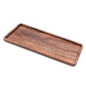 13.8 inch solid wood serving platters and trays of natural acacia wood with edge,rectangular avoid sliding and spilling food