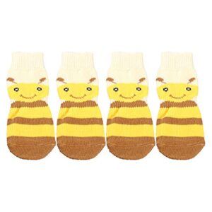 baluue 4pcs warm knitted socks anti- slip bee socks adorable stockings pet supplies (yellow, size 5xl) pet supply
