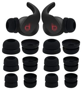 bllq ear tips replacement for beats fit pro/studio buds, 6 pairs double flange silicone eartips earbuds tips compatible with beats studio buds/fit pro,s/m/l 3 size,black 2f6psml