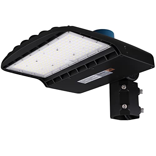 QiGe 150W LED Parking Lot Light, UL-Listed 21000Lm (140LM/W) Led Street Light with Dusk to Dawn Photocell, 5700K LED Pole Light, Commercial shoebox Light for Outdoor Lighting, Slip Fitter Mount.