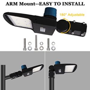 QiGe 150W LED Parking Lot Light, UL-Listed 21000Lm (140LM/W) Led Street Light with Dusk to Dawn Photocell, 5700K LED Pole Light, Commercial shoebox Light for Outdoor Lighting, Slip Fitter Mount.