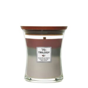 woodwick medium hourglass candle, autumn embers trilogy, 9.7 oz.