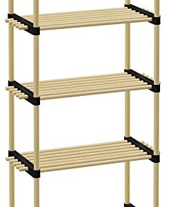 Saponay Wood Storage Shelves Organizer - Easy to Install Bathroom Standing Shelf Lightweight, Screw Free! 2 3 & 5 Tiered | Adjustable Units Free Premium Pine Shelving Unit, 11Dx22Wx47H