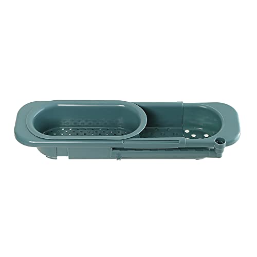 SHANGYI Kitchen Sink Organizer Storage Rack with Expandable Telescopic Holder and Sponge Caddy (grey-green)