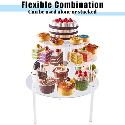 6 Packs Clear Acrylic Cake Stand Round Cupcake Dessert Cake Holder Stand Set Cake Display Stand Set for Cupcake Dessert Cake Pizza Birthday Wedding Party Baby Shower Servings Platter Tower Decoration