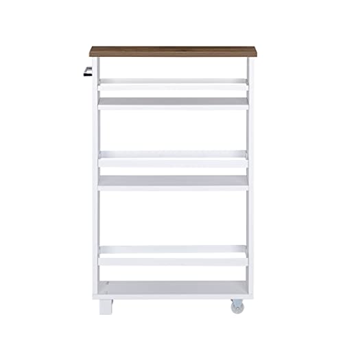 UTEX 4 Tiers Kitchen Slim Storage Cart, Rolling Side Storage Cabinet with Handle for Kitchen Bathroom Laundry Narrow Corner Places,White