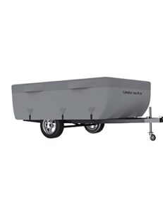 tent trailer cover umbrauto 2023 upgraded 7 layers top pop up camper covers waterproof extra thick polypropylene breathable ripstop anti-uv pop up folding trailer cover fits 10' - 12' trailers