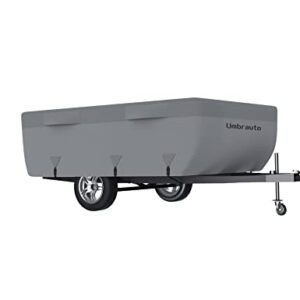 Tent Trailer Cover Umbrauto 2023 Upgraded 7 Layers Top Pop Up Camper Covers Waterproof Extra Thick Polypropylene Breathable Ripstop Anti-UV Pop Up Folding Trailer Cover Fits 10' - 12' Trailers