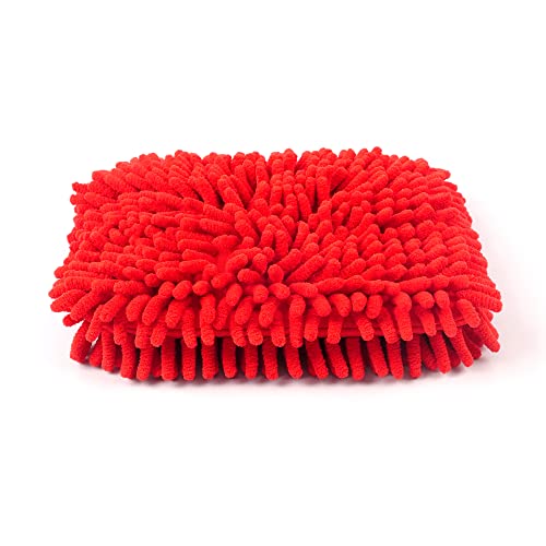 Maxshine Red Chenille Microfiber Wash Pad – Double Sided Long Super Soft Strands Makes Easy to Glide Over Any Car Surfaces, Windows, Mirrors, Great Washing Experience