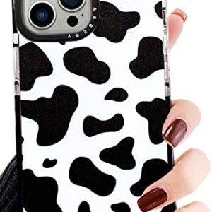 Abbery Designed for iPhone 13 Pro Max Case Cow Print, Clear with Design Cow Pattern Cute Durable Silicone TPU Sturdy Shockproof Protective Woman Girls Aessthetic Transparent Phone Cover