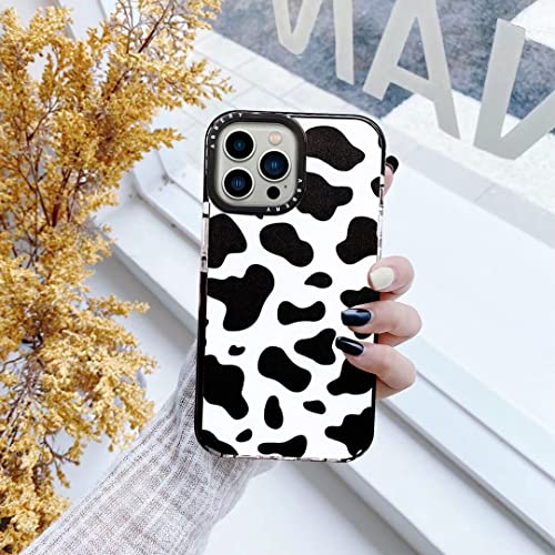 Abbery Designed for iPhone 13 Pro Max Case Cow Print, Clear with Design Cow Pattern Cute Durable Silicone TPU Sturdy Shockproof Protective Woman Girls Aessthetic Transparent Phone Cover