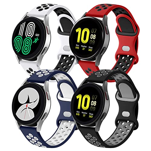 Lerobo 4 Pack Compatible for Galaxy Watch 5 Band & Galaxy Watch 4 Band 40mm 44mm/ Galaxy Watch 5 Pro Bands 45mm,Samsung Galaxy Watch Active 2 Bands/20mm Soft Silicone Sport Strap for Men Women,Large