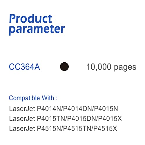EASYPRINT 4X Black Compatible 364A Toner Cartridge Replacement for HP 64A CC364A Used for P4014N/P4014DN/P4015N/P4015TN/P4015DN/P4015X/P4515N/P4515TN/P4515X, (4-Pack)
