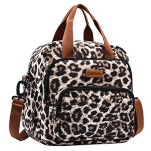 castura women lunch bag insulated convertible backpack lunch tote leopard