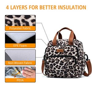 Castura Women Lunch Bag Insulated Convertible Backpack Lunch Tote Leopard