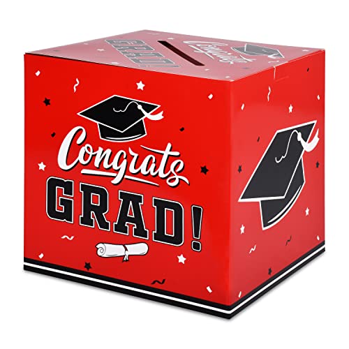 Gatherfun Graduation Party Decorations - Graduation Box for Gift and Cards - Party Favors and Supplies - Red.