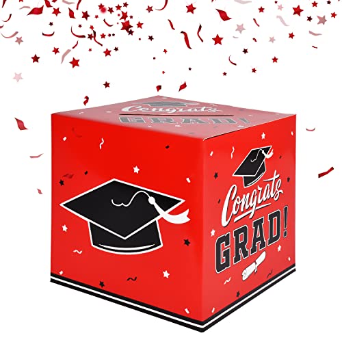 Gatherfun Graduation Party Decorations - Graduation Box for Gift and Cards - Party Favors and Supplies - Red.