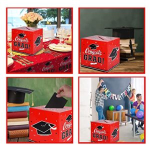 Gatherfun Graduation Party Decorations - Graduation Box for Gift and Cards - Party Favors and Supplies - Red.