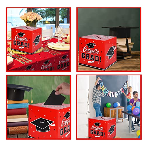 Gatherfun Graduation Party Decorations - Graduation Box for Gift and Cards - Party Favors and Supplies - Red.