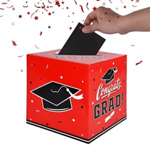 Gatherfun Graduation Party Decorations - Graduation Box for Gift and Cards - Party Favors and Supplies - Red.