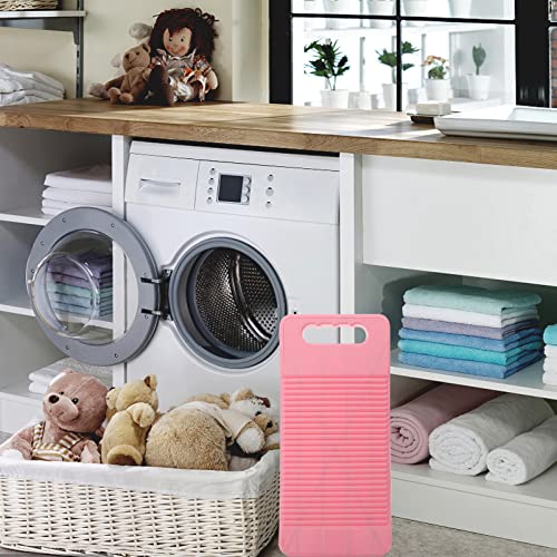 Cabilock Washing Clothes Board Laundry Washboard: Pink Non Slip Thicken Laundry Cleaning Board Hand Manual Clothes Washing Tool for Home School 44×24cm