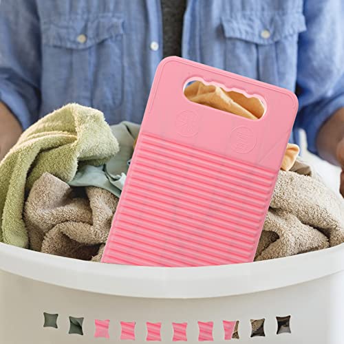 Cabilock Washing Clothes Board Laundry Washboard: Pink Non Slip Thicken Laundry Cleaning Board Hand Manual Clothes Washing Tool for Home School 44×24cm