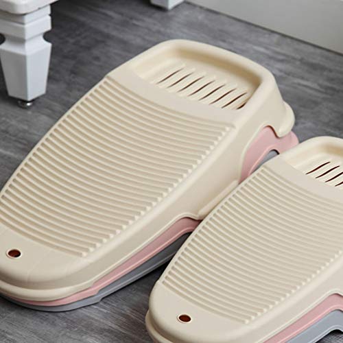 Cabilock Washing Clothes Board Laundry Washboard: Khaki Non Slip Thicken Laundry Cleaning Board Hand Manual Clothes Washing Tool for Home School 44×24cm